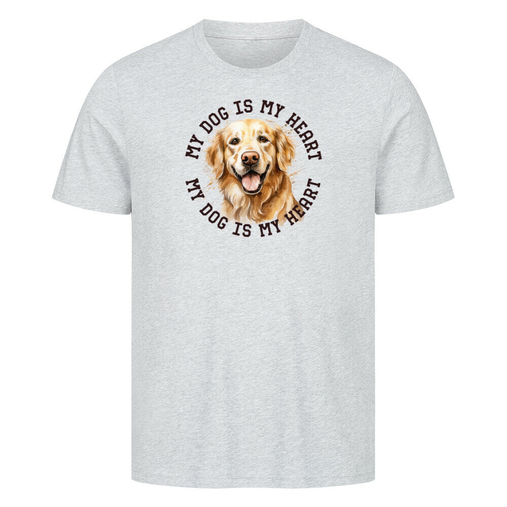 Premium T-Shirt "Golden Retriever HEART 2" Heather Grey – hunde-shirt.de