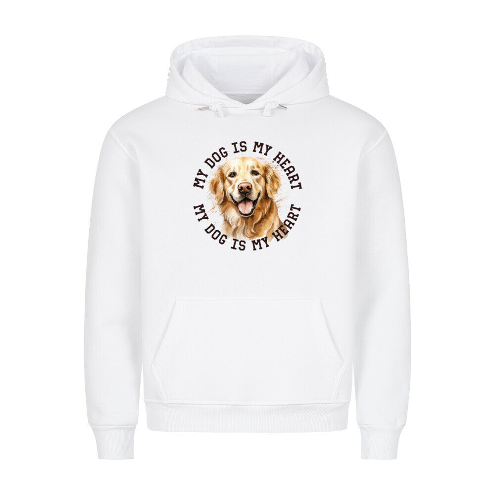 Premium Hoodie "Golden Retriever HEART 2" Weiß – hunde-shirt.de