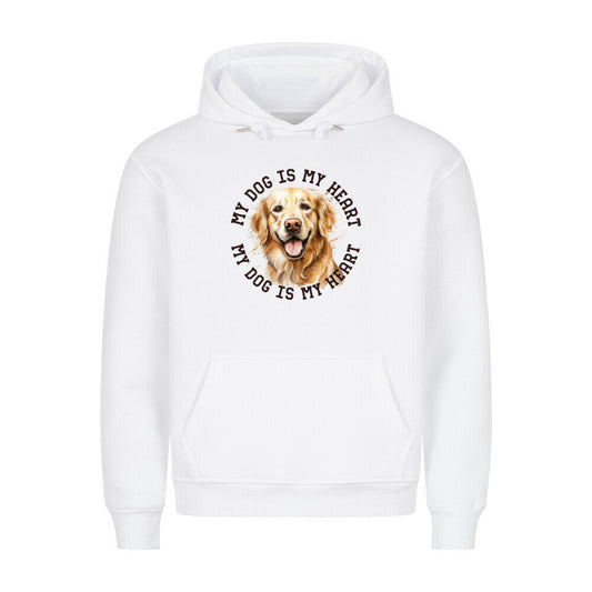 Premium Hoodie "Golden Retriever HEART 2" Weiß – hunde-shirt.de