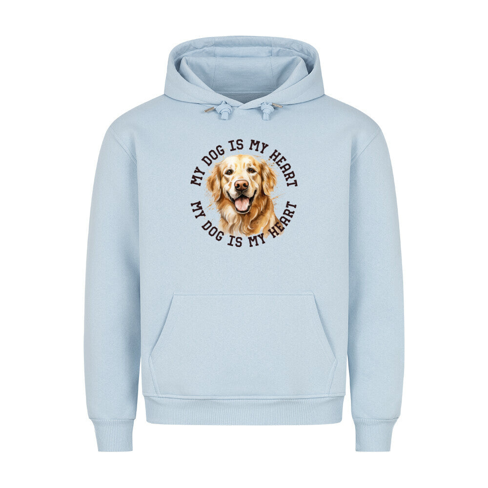 Premium Hoodie "Golden Retriever HEART 2" Babyblau – hunde-shirt.de
