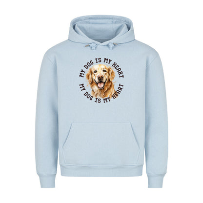Premium Hoodie "Golden Retriever HEART 2" Babyblau – hunde-shirt.de