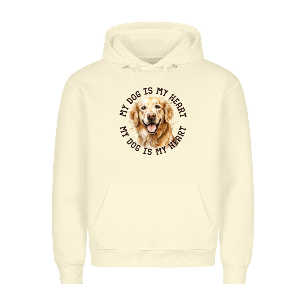 Premium Hoodie "Golden Retriever HEART 2" Beige – hunde-shirt.de