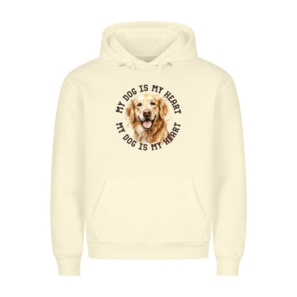 Premium Hoodie "Golden Retriever HEART 2" Beige – hunde-shirt.de