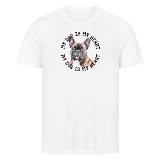 Premium T-Shirt "Französische Bulldogge braun H" Weiß – hunde-shirt.de