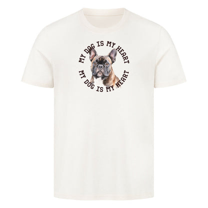 Premium T-Shirt "Französische Bulldogge braun H" Natural Raw – hunde-shirt.de