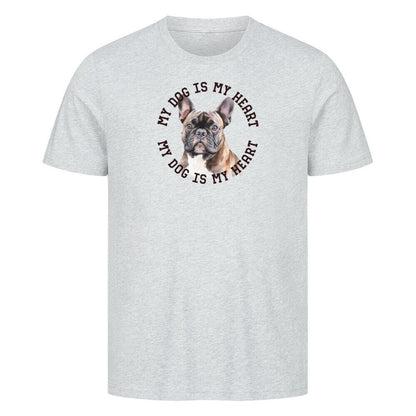 Premium T-Shirt "Französische Bulldogge braun H" Heather Grey – hunde-shirt.de