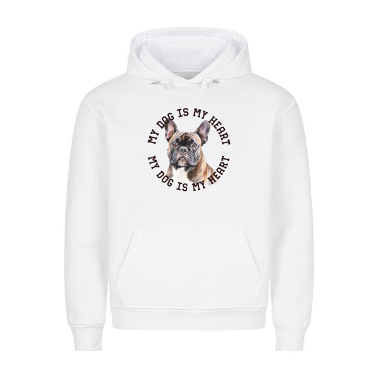 Premium Hoodie "Französische Bulldogge braun H" Weiß – hunde-shirt.de