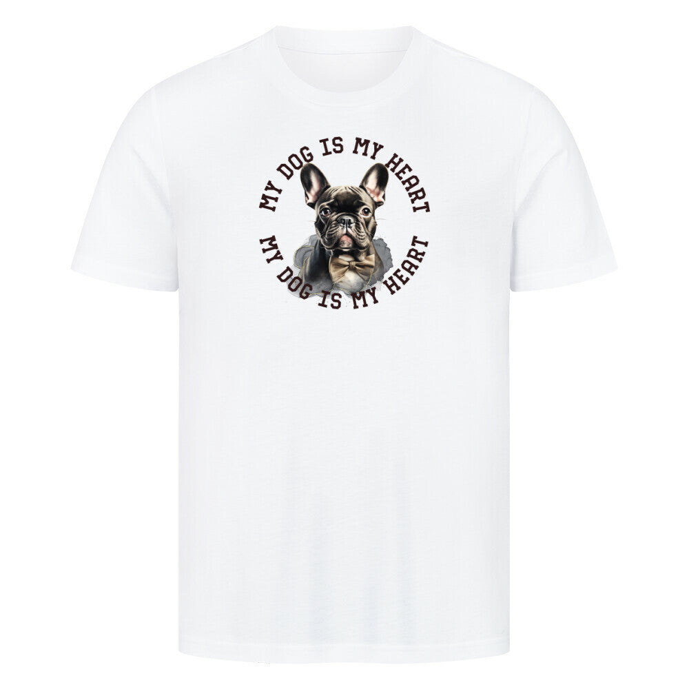 Premium T-Shirt "Französische Bulldogge schwarz H" Weiß – hunde-shirt.de