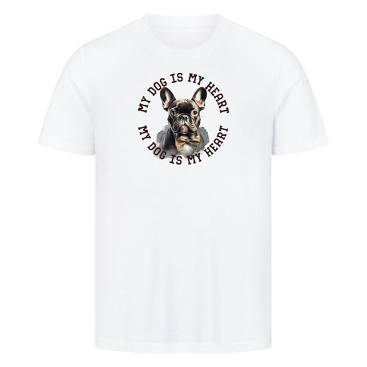 Premium T-Shirt "Französische Bulldogge schwarz H" Weiß – hunde-shirt.de