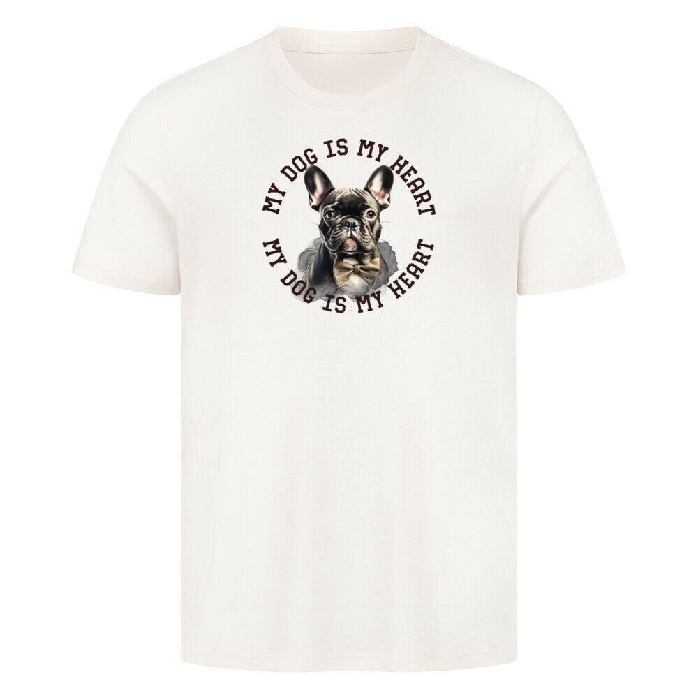 Premium T-Shirt "Französische Bulldogge schwarz H" Natural Raw – hunde-shirt.de