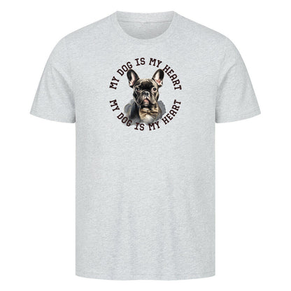 Premium T-Shirt "Französische Bulldogge schwarz H" Heather Grey – hunde-shirt.de