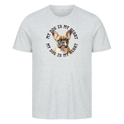 Premium T-Shirt "Französische Bulldogge hellbraun H" Heather Grey – hunde-shirt.de