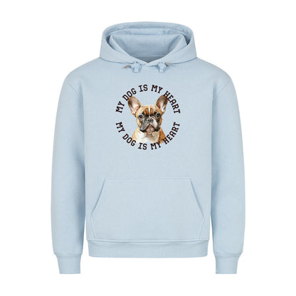 Premium Hoodie "Französische Bulldogge hellbraun H" Babyblau – hunde-shirt.de