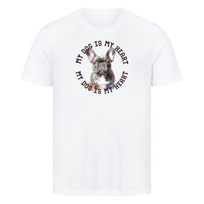 Premium T-Shirt "Französische Bulldogge blau H" Weiß – hunde-shirt.de