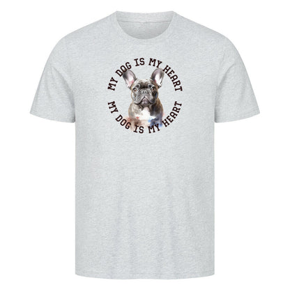 Premium T-Shirt "Französische Bulldogge blau H" Heather Grey – hunde-shirt.de