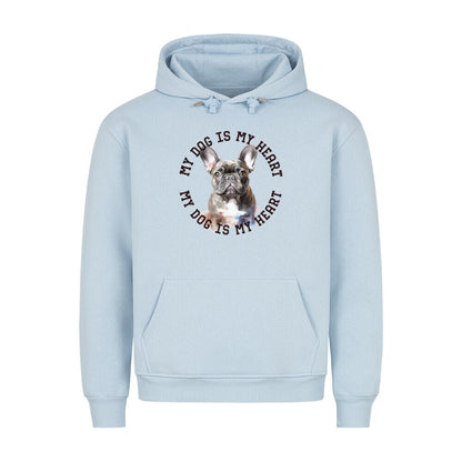 Premium Hoodie "Französische Bulldogge blau H" Babyblau – hunde-shirt.de