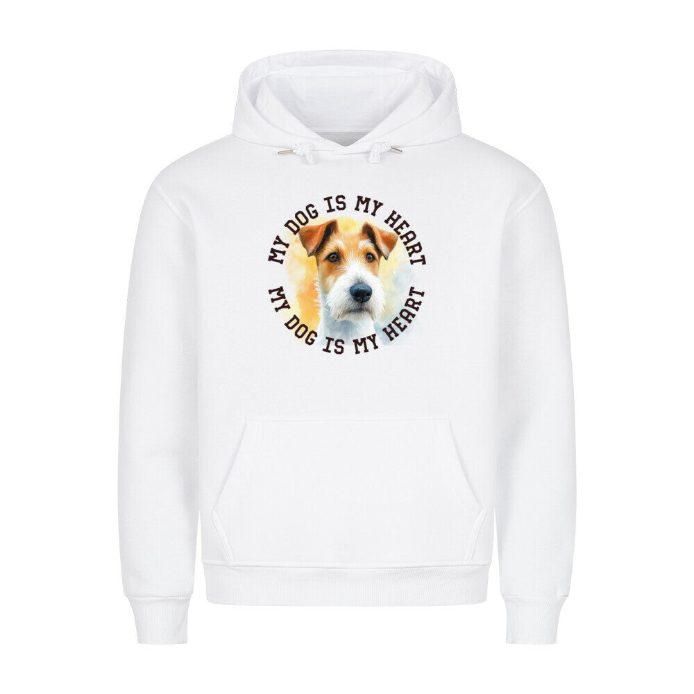 Premium Hoodie "Foxterrier HEART" Weiß – hunde-shirt.de