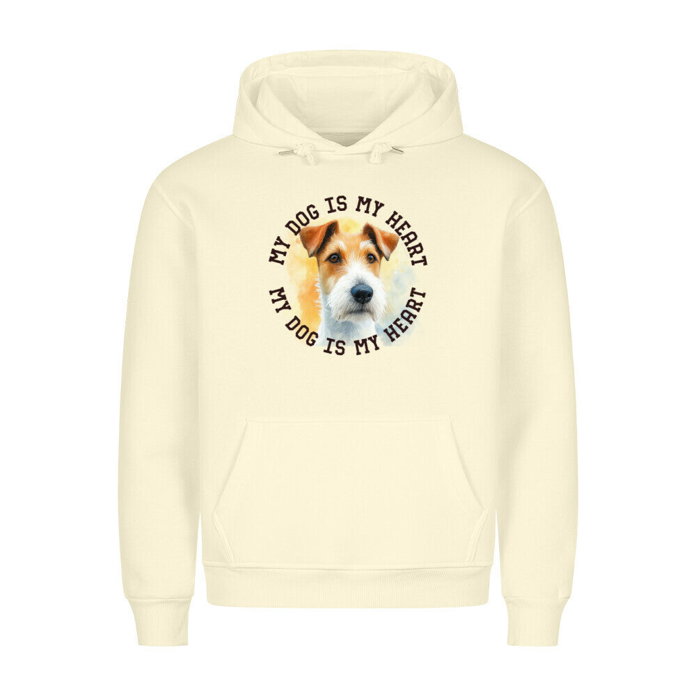 Premium Hoodie "Foxterrier HEART" Beige – hunde-shirt.de