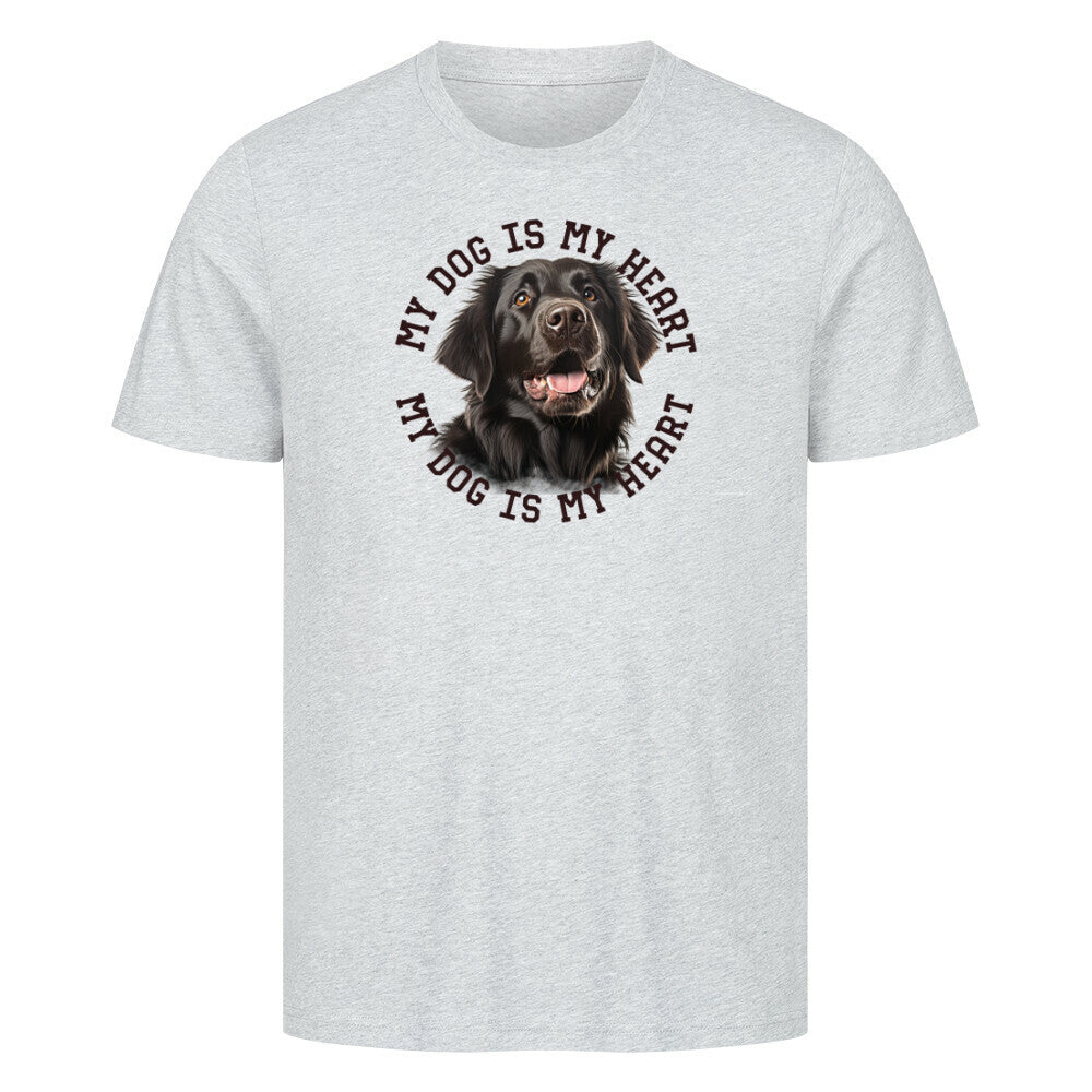 Premium T-Shirt "Flat Coated Retriever HEART" Heather Grey – hunde-shirt.de