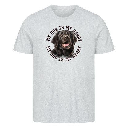 Premium T-Shirt "Flat Coated Retriever HEART" Heather Grey – hunde-shirt.de