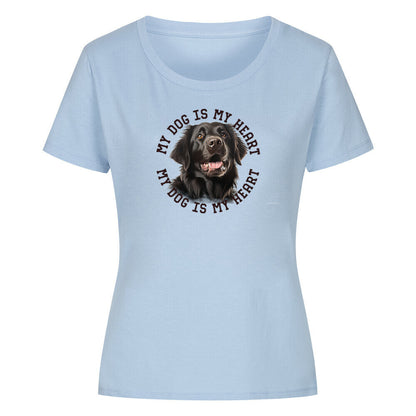 Premium Organic Damen-Shirt "Flat Coated Retriever HEART" Sky Blue – hunde-shirt.de