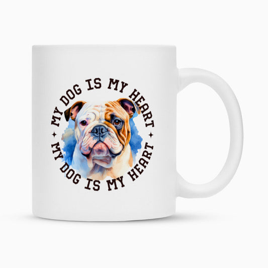 Tasse "Old English Bulldog HEART" Weiß – hunde-shirt.de