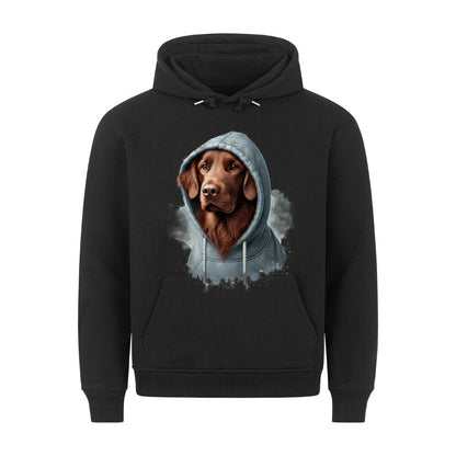 Premium Hoodie "Flat Coated Retriever braun Hooded" Schwarz – hunde-shirt.de