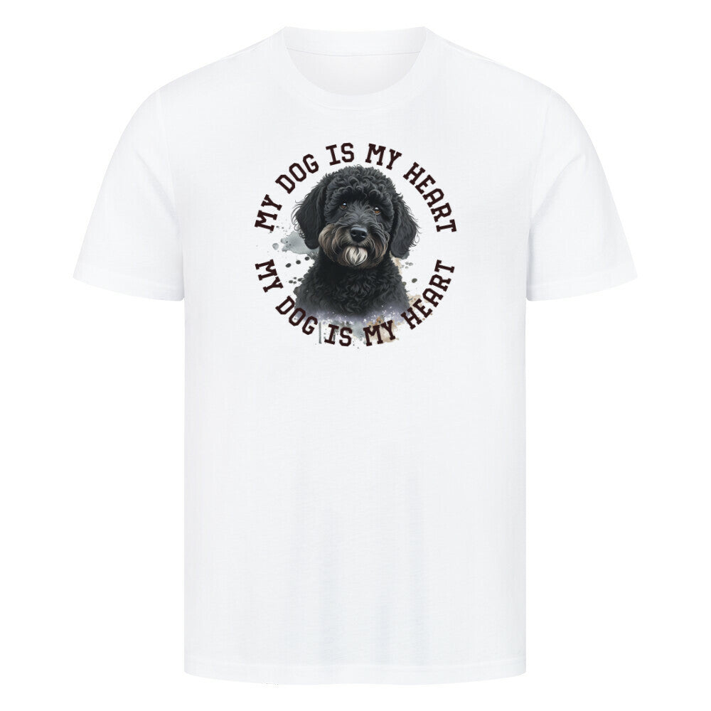 Premium T-Shirt "Labradoodle schwarz HEART" Weiß – hunde-shirt.de