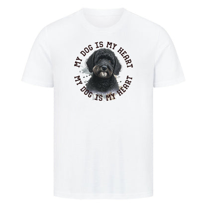 Premium T-Shirt "Labradoodle schwarz HEART" Weiß – hunde-shirt.de