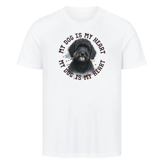 Premium T-Shirt "Labradoodle schwarz HEART" Weiß – hunde-shirt.de