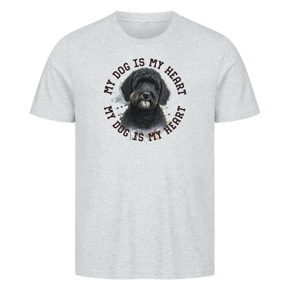 Premium T-Shirt "Labradoodle schwarz HEART" Heather Grey – hunde-shirt.de