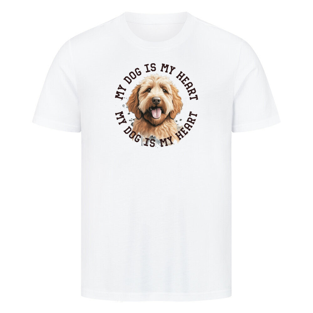 Premium T-Shirt "Labradoodle braun HEART" Weiß – hunde-shirt.de