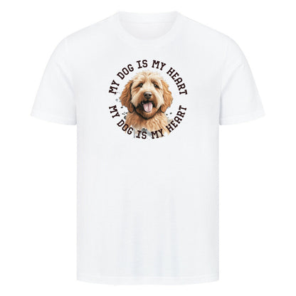 Premium T-Shirt "Labradoodle braun HEART" Weiß – hunde-shirt.de