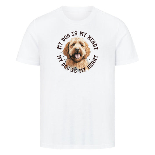 Premium T-Shirt "Labradoodle braun HEART" Weiß – hunde-shirt.de