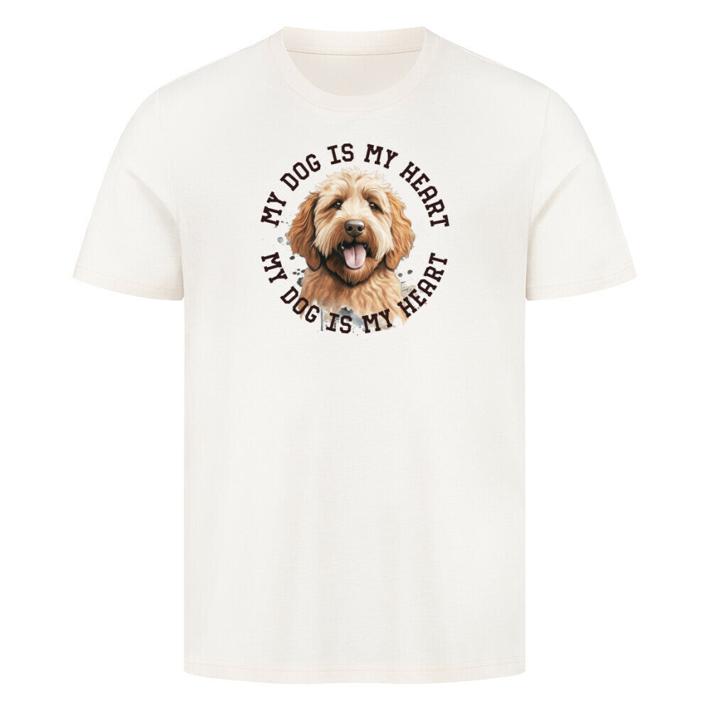 Premium T-Shirt "Labradoodle braun HEART" Natural Raw – hunde-shirt.de