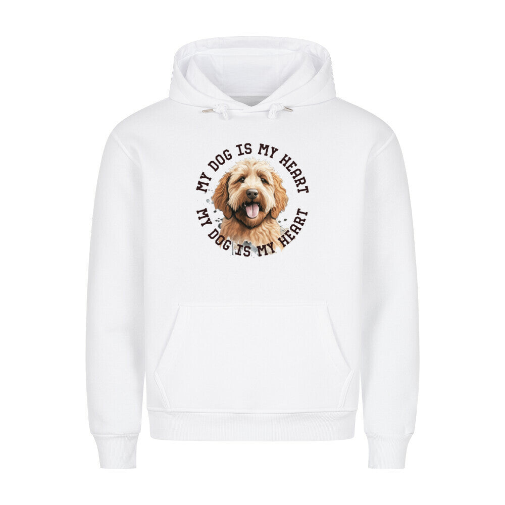 Premium Hoodie "Labradoodle braun HEART" Weiß – hunde-shirt.de