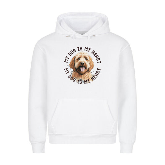 Premium Hoodie "Labradoodle braun HEART" Weiß – hunde-shirt.de