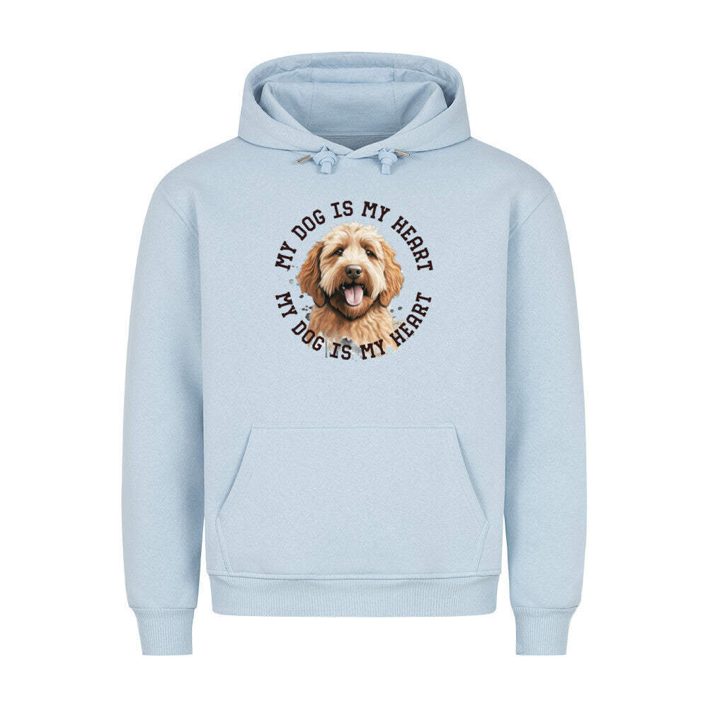 Premium Hoodie "Labradoodle braun HEART" Babyblau – hunde-shirt.de