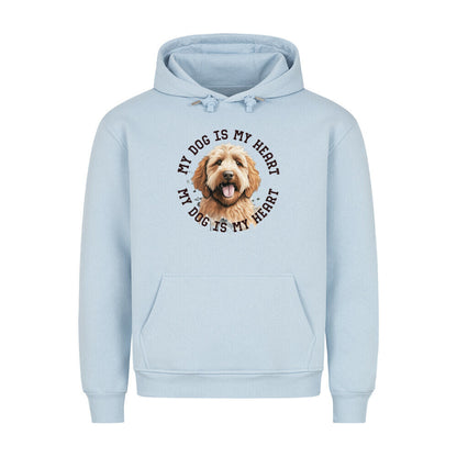 Premium Hoodie "Labradoodle braun HEART" Babyblau – hunde-shirt.de