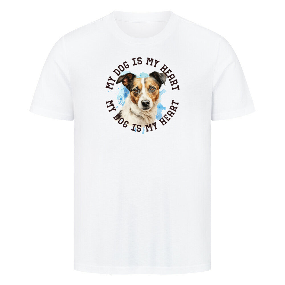 Premium T-Shirt "Jack Russell Terrier mix HEART" Weiß – hunde-shirt.de
