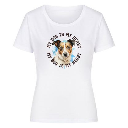 Premium Organic Damen-Shirt "Jack Russell Terrier mix HEART" Weiß – hunde-shirt.de