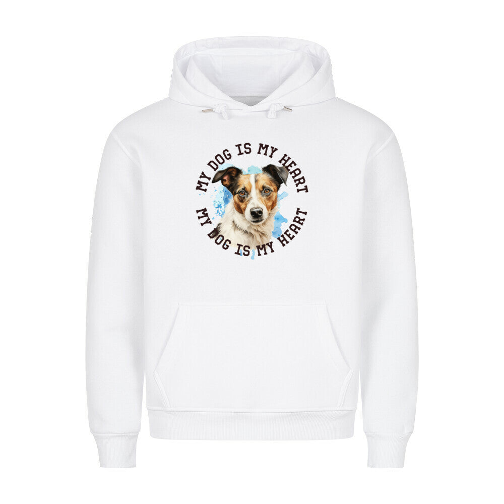 Premium Hoodie "Jack Russell Terrier mix HEART" Weiß – hunde-shirt.de
