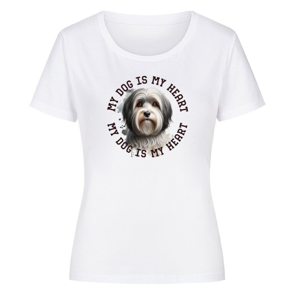 Premium Organic Damen-Shirt "Havaneser HEART 2" Weiß – hunde-shirt.de