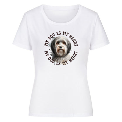 Premium Organic Damen-Shirt "Havaneser HEART 2" Weiß – hunde-shirt.de