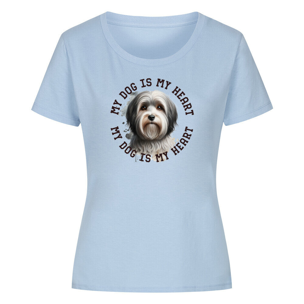 Premium Organic Damen-Shirt "Havaneser HEART 2" Sky Blue – hunde-shirt.de