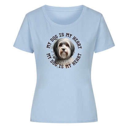 Premium Organic Damen-Shirt "Havaneser HEART 2" Sky Blue – hunde-shirt.de