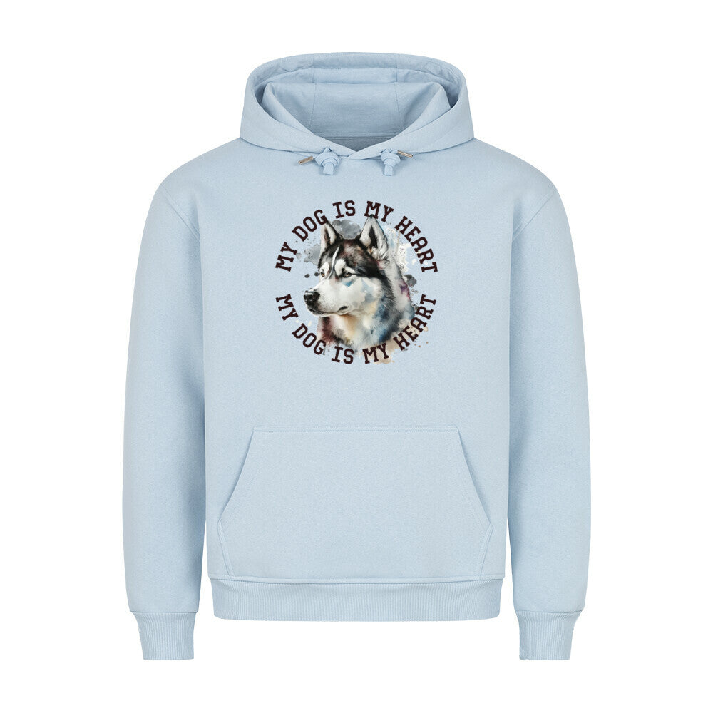 Premium Hoodie "Husky HEART" Babyblau – hunde-shirt.de