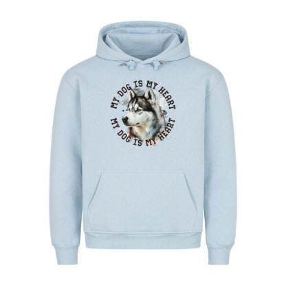 Premium Hoodie "Husky HEART" Babyblau – hunde-shirt.de