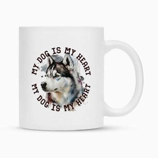 Tasse "Husky HEART" Weiß – hunde-shirt.de