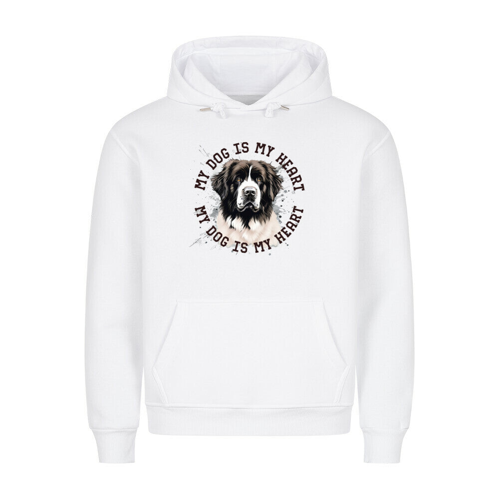 Premium Hoodie "Landseer HEART" Weiß – hunde-shirt.de
